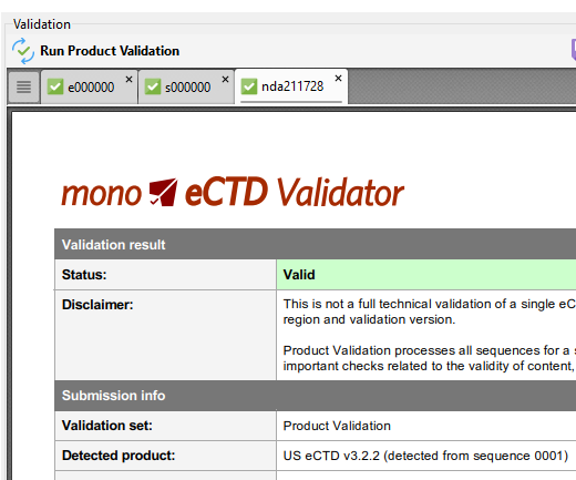 eCTD Product (entire lifecycle) Validation